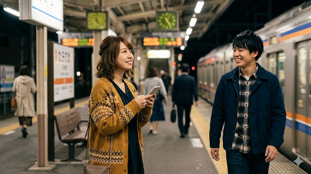 自宅でリラックスしながらスマートフォンを操作する、日本人女性。相手との通話機能を使って、メッセージだけでは分からない雰囲気を確かめている様子。