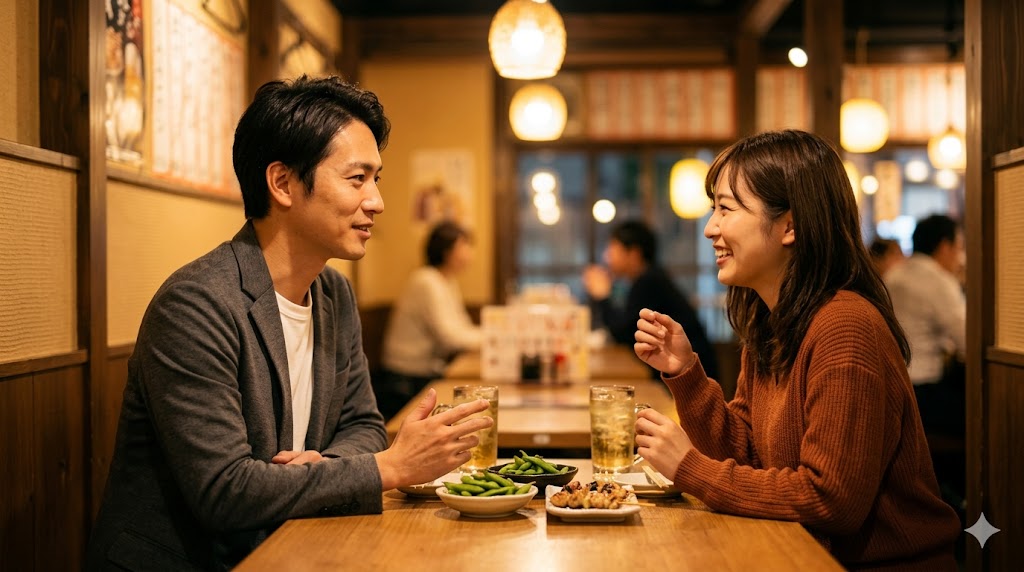 カフェで一人の時間を静かに楽しむ、自立した大人の日本人男性の様子