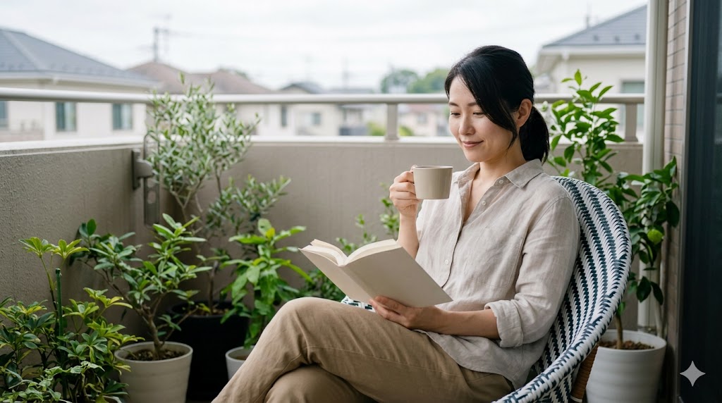 友達がいない女性が一人で読書を楽しむ様子