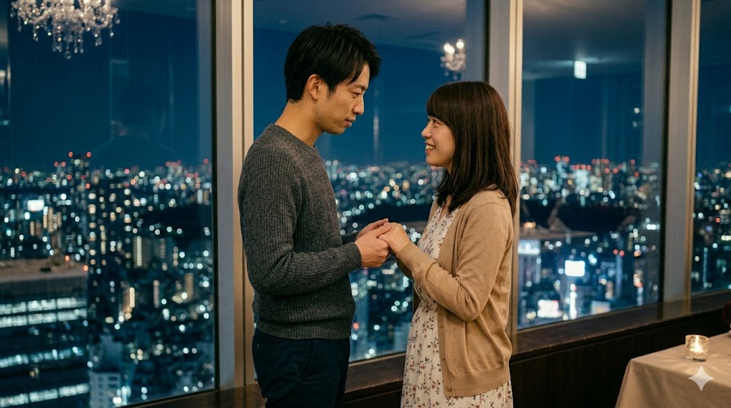真剣な表情で、誠実な告白をする男性