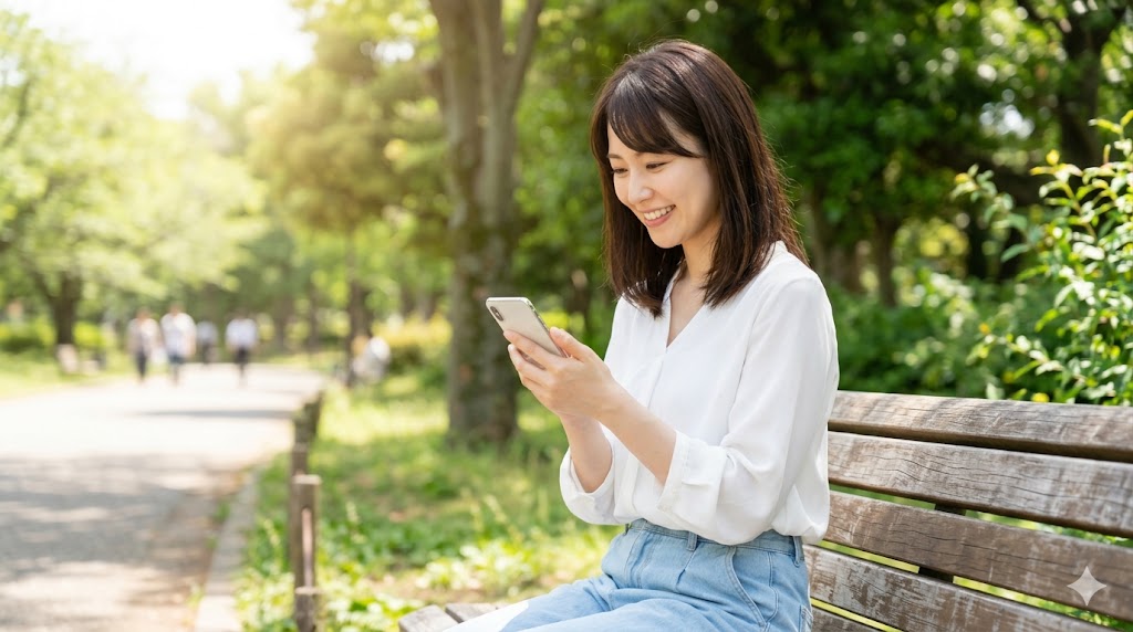 気持ちを新たに、晴れやかな表情でマッチングアプリでの活動を再開する日本人女性