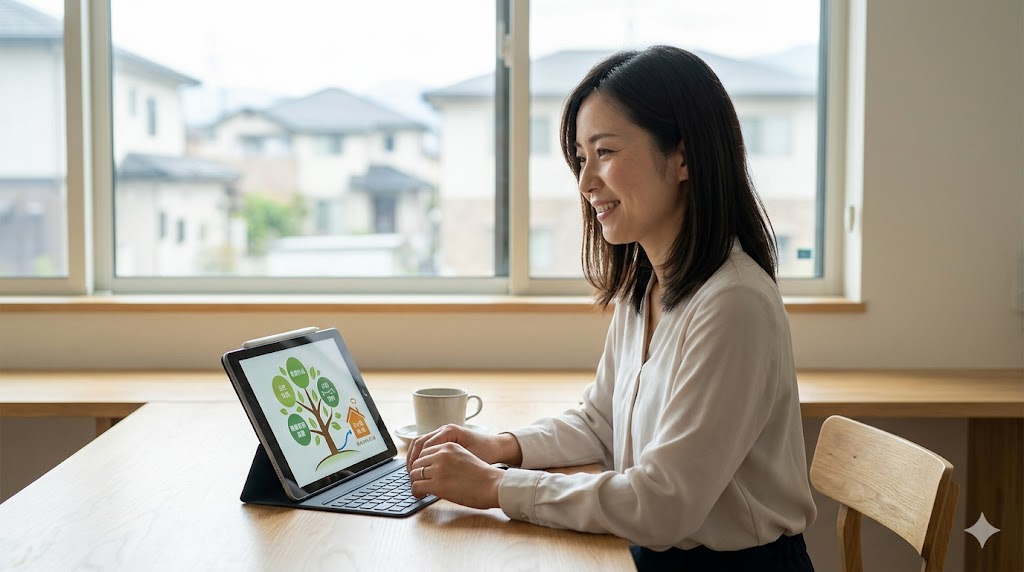 人生設計の準備して安心している女性