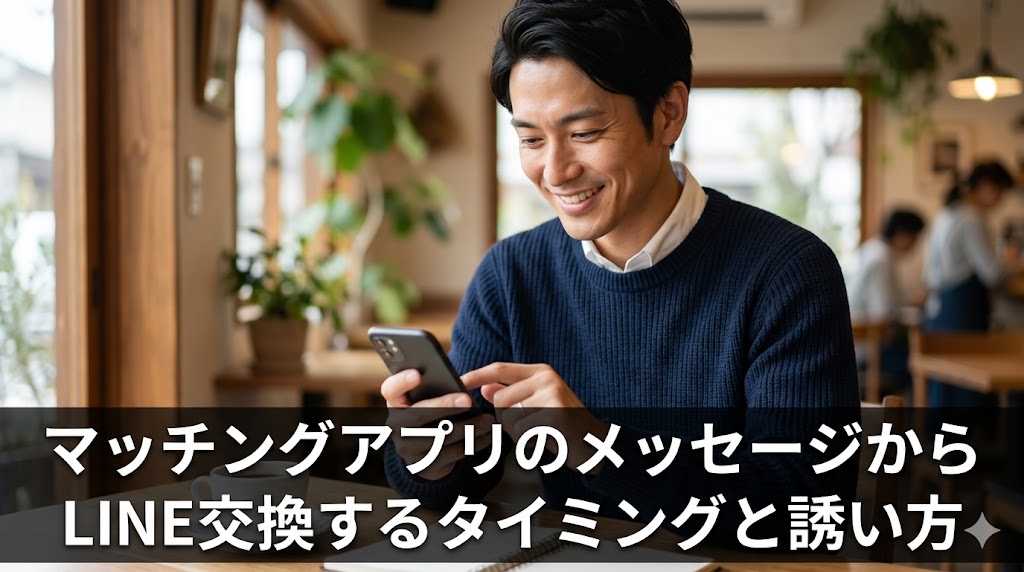 マッチングアプリのメッセージからLINE交換するタイミングと誘い方を見てる男性