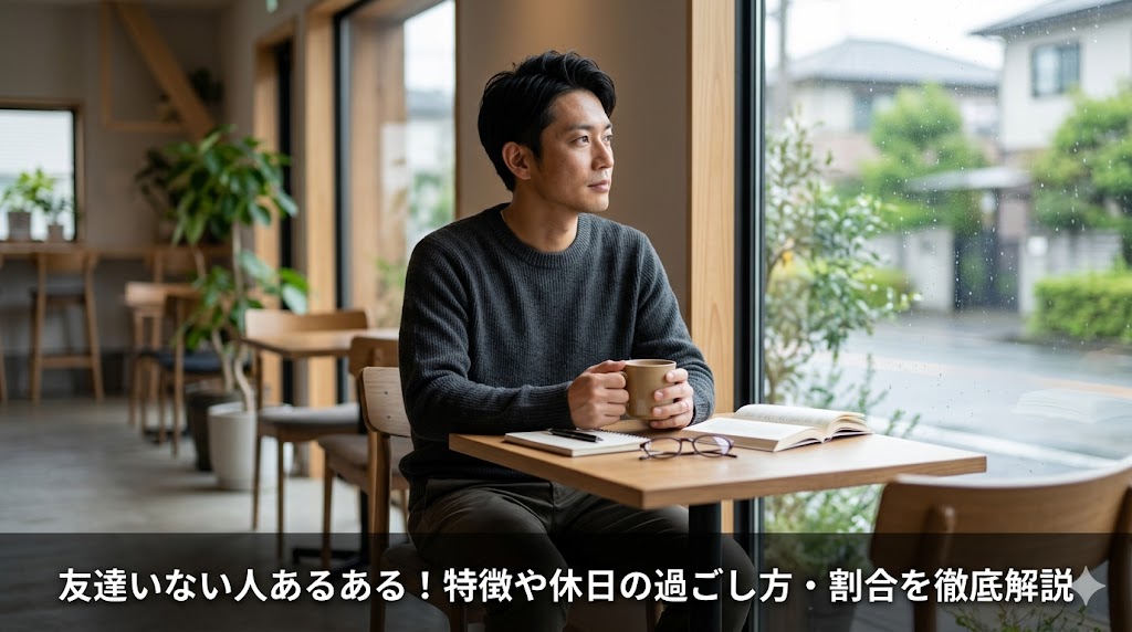 カフェで一人でいる男性