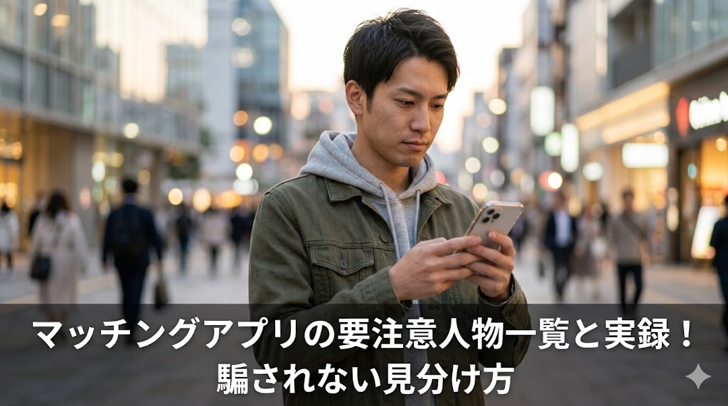 マッチングアプリの要注意人物一覧と実録！騙されない見分け方