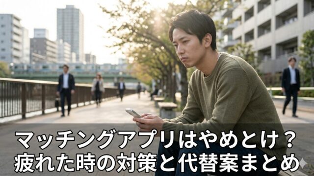 マッチングアプリはやめとけ？疲れた時の対策と代替案まとめ