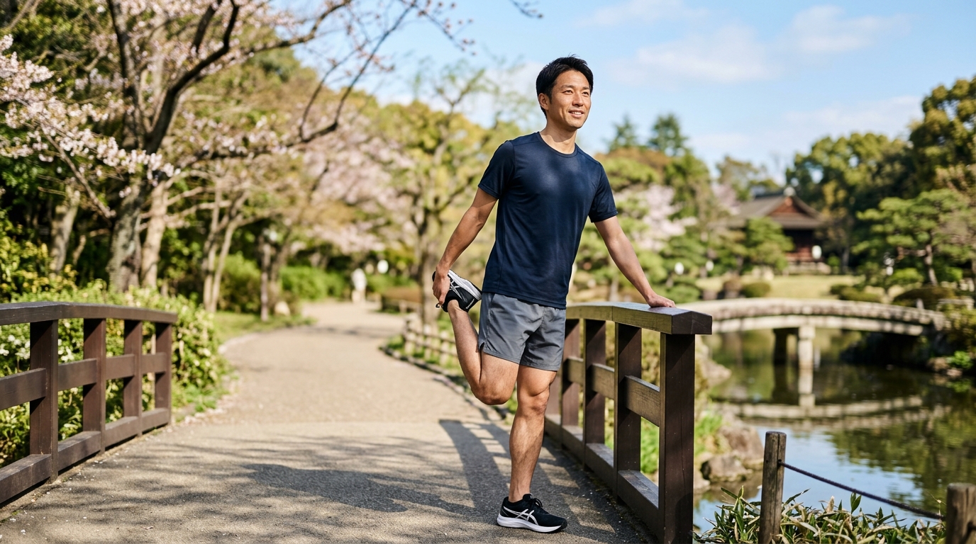 最初はストレッチとウォーキング