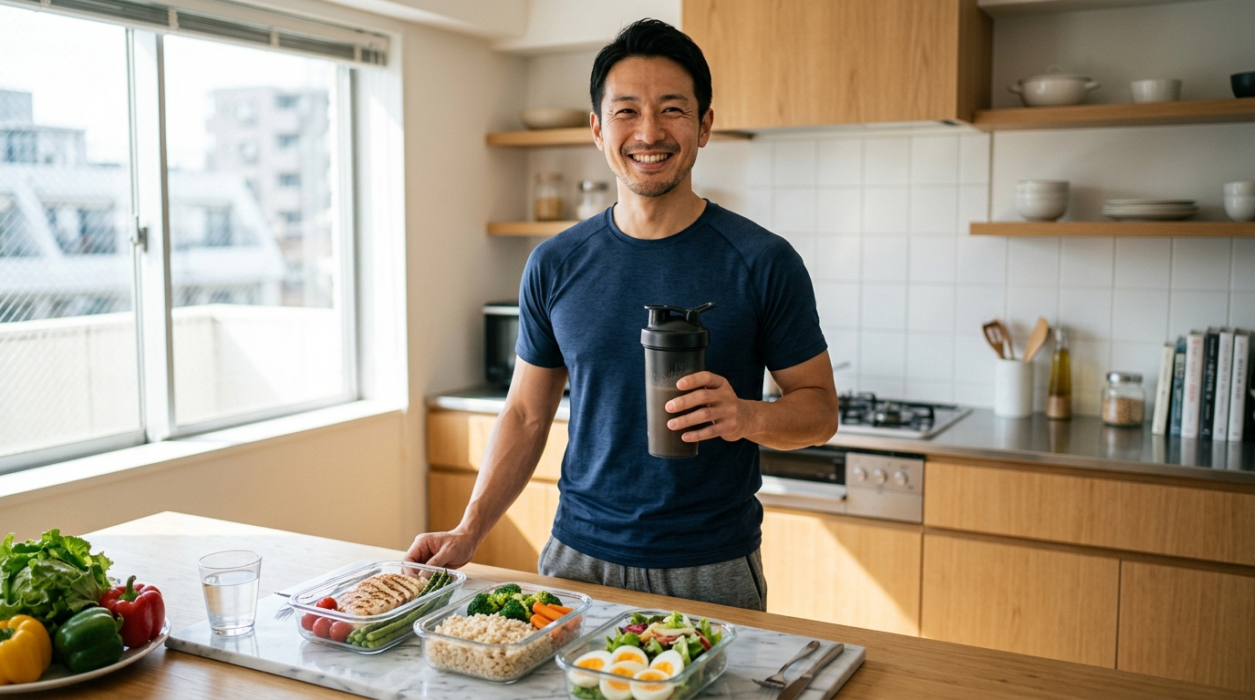 Healthy high protein nutrition and supplement intake for muscle growth