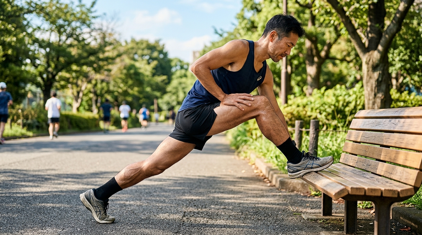 Post Run Static Calf and Hamstring Stretching