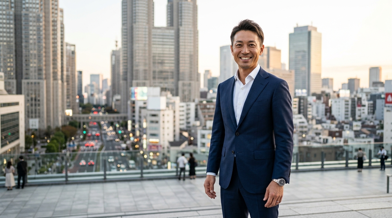 Confident Healthy Businessman in Tailored Suit with Athletic Energy