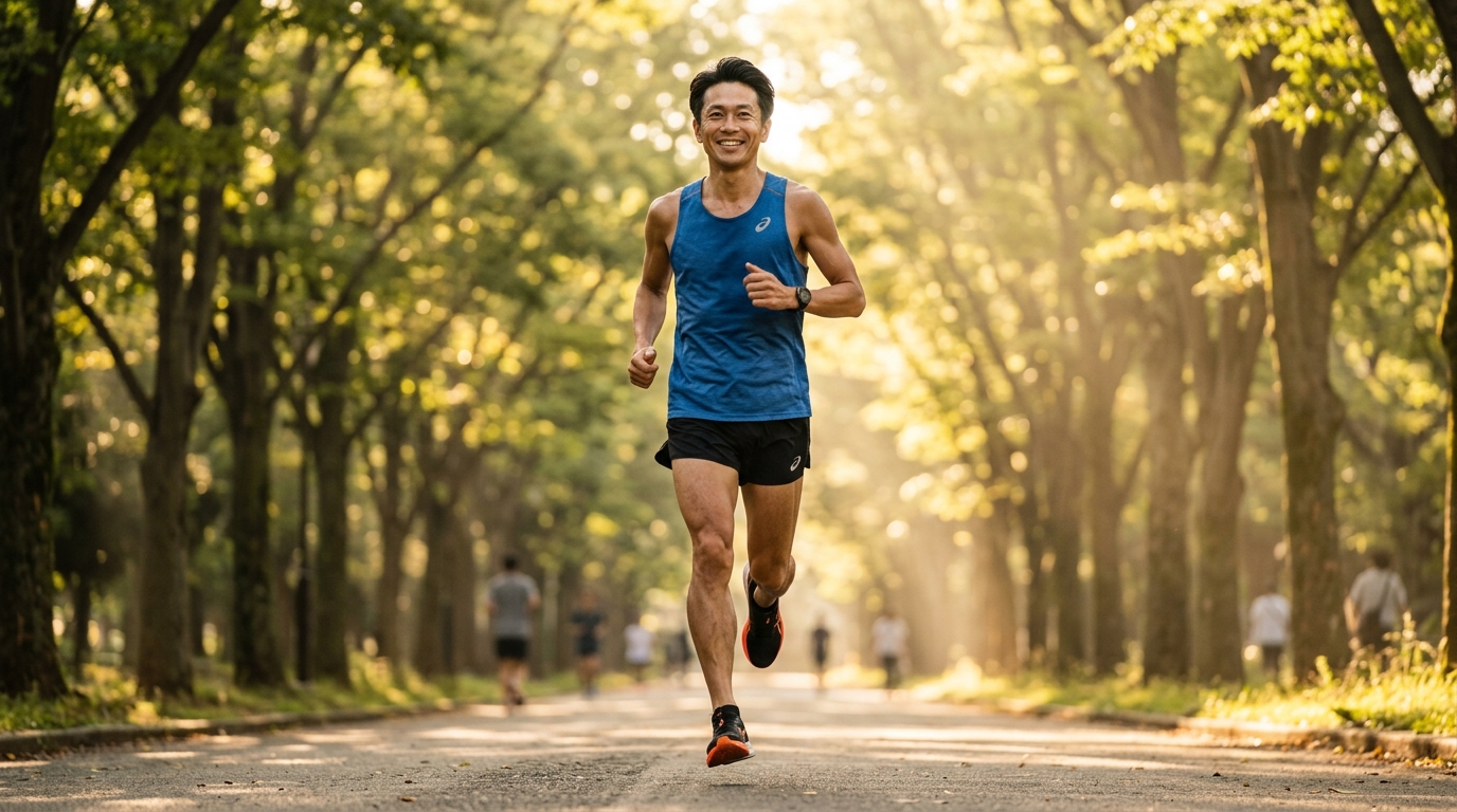 Confident Healthy Businessman with Athletic Lean Legs
