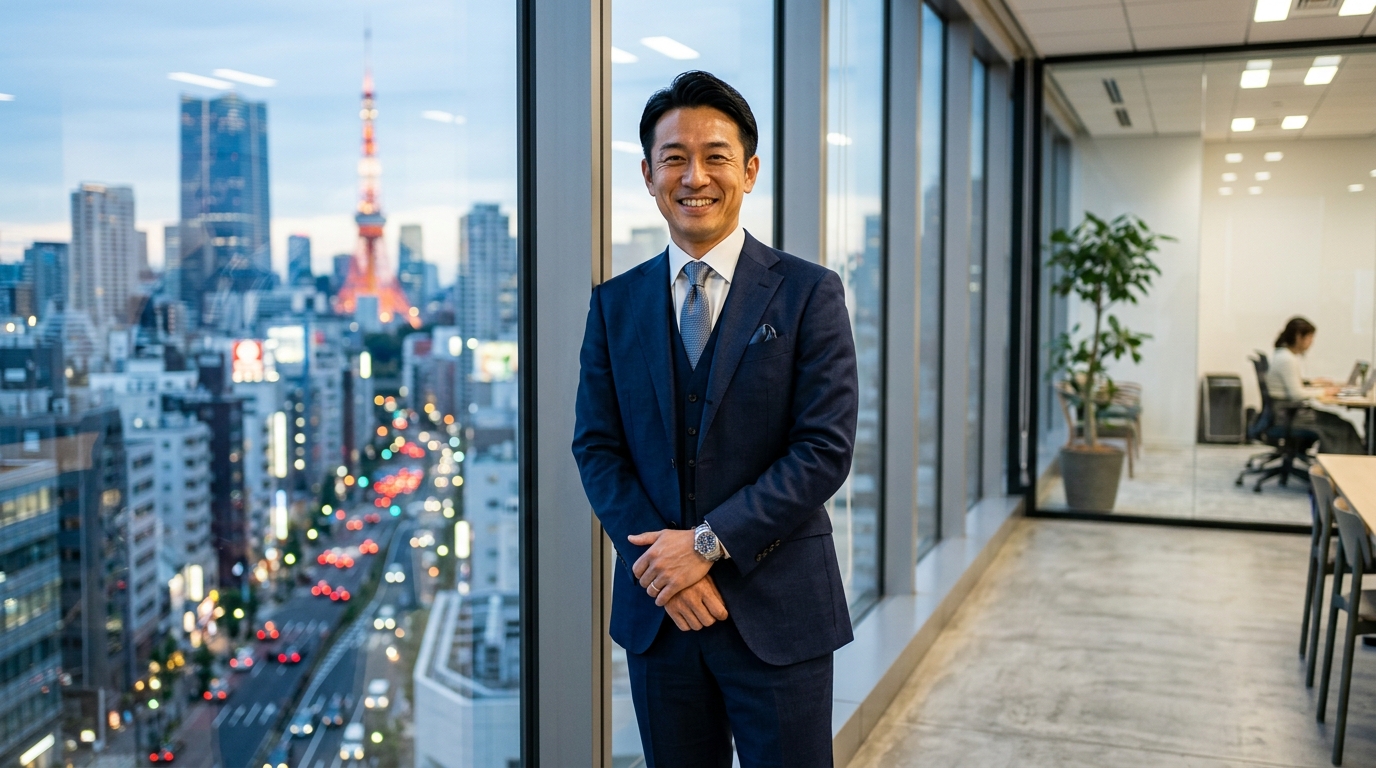 Fit and Energetic Mature Businessman in Tailored Suit