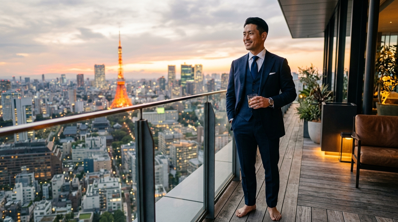 Confident businessman with athletic posture ready for personal transformation