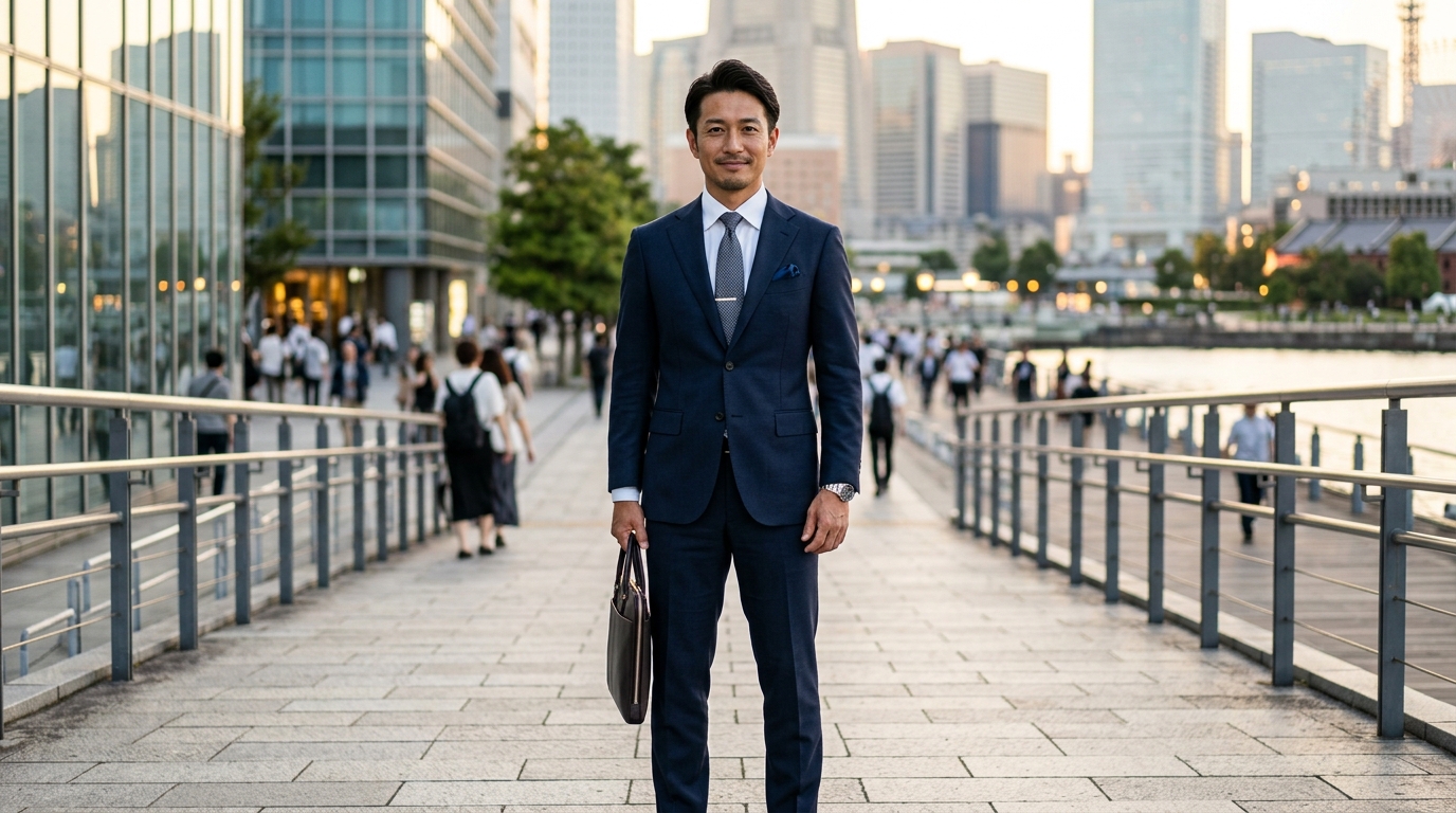 Healthy Confident Male Runner in Tailored Business Suit